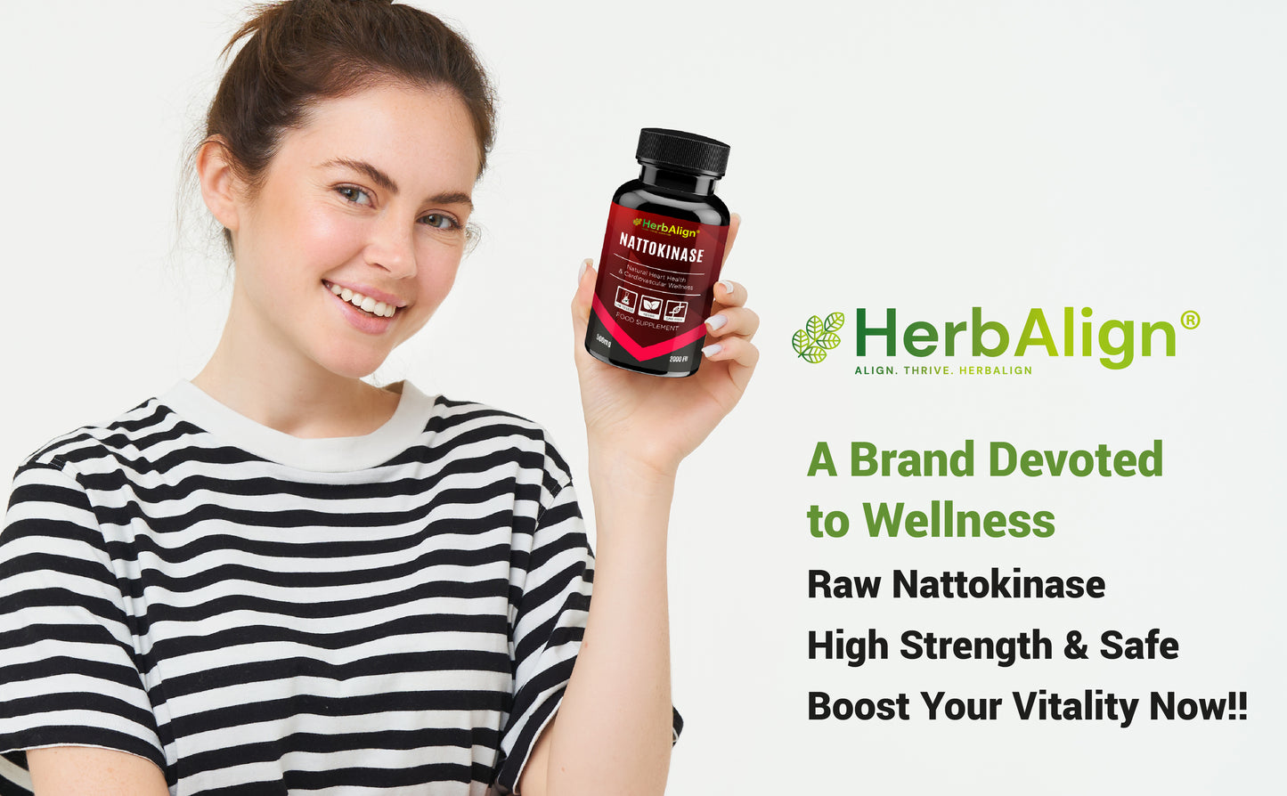 Herbalign Nattokinase Capsules – 500mg with 2000 FU for Heart Health & Circulatory Support
