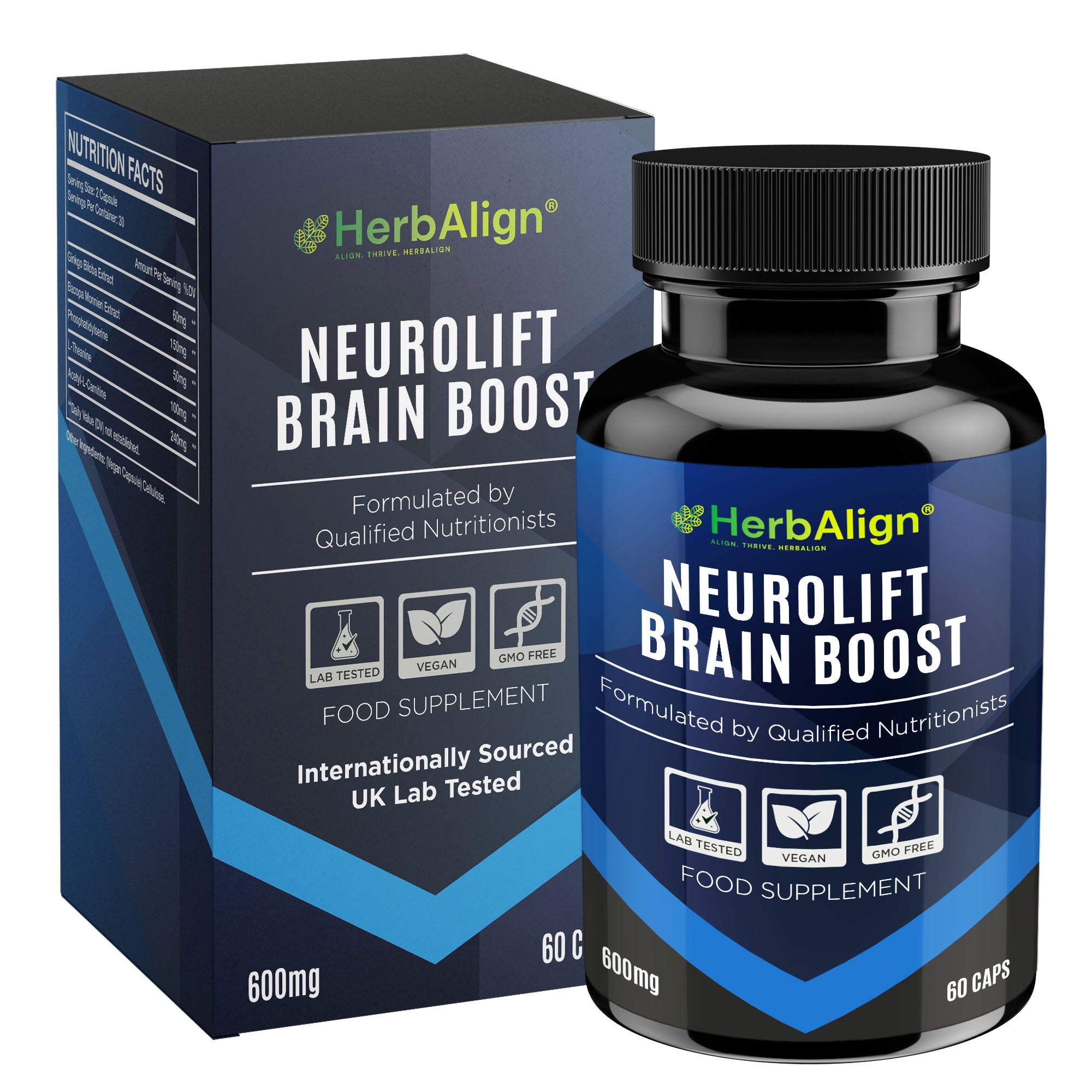 Herbalign NeuroLift Brain Boost | Nootropic Capsules Cognitive Support